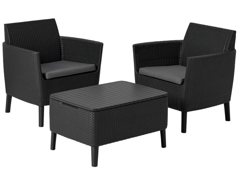 Salemo balcony set m�anyag kerti b�tor garnit�ra grafit - h�v�s sz�rke